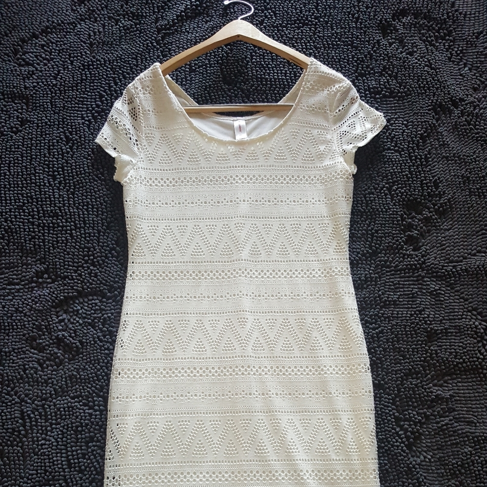 No Boundaries Net Ivory Dress.